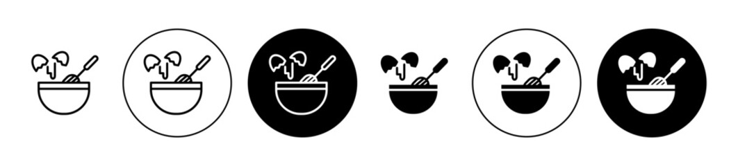 Egg beating vector icon set. Kitchen manual egg mixing bowl icon for ui designs.