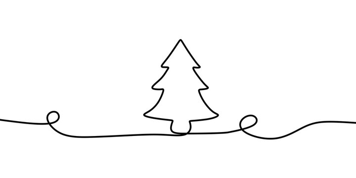 One line christmas tree illustration