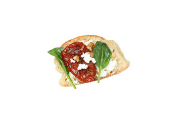 PNG toast with sun-dried tomatoes isolated on white background.