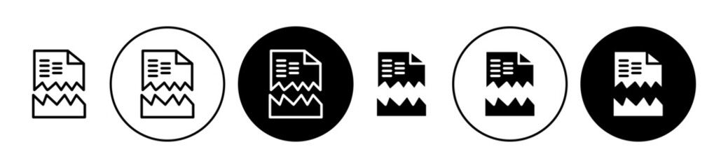 Corrupted file vector icon set. Data loss file icon in black filled and outlined style for ui designs.