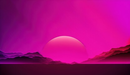 Fototapeta na wymiar Generative AI, Beautiful gradient abstract background with viva magenta pink color, horizontal wallpaper. Abstract studio room geometric background