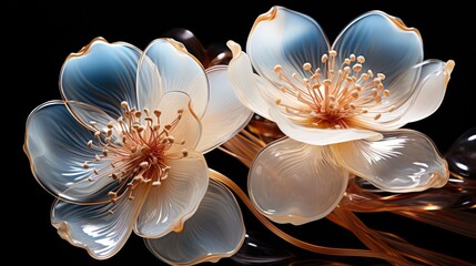 Ethereal Glass Blossoms Radiating Luminescent Delicate Beauty