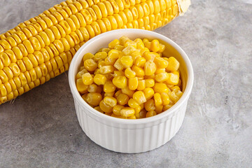 Marinated corn in the bowl