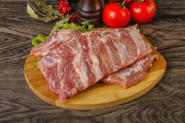 Raw pork ribs for cooking