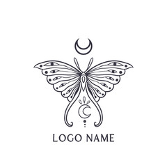 Butterfly Vector illustration. Vintage hand drawn tattoo. Magic Animal nature in Zen boho style. Black and white