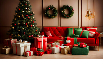 Fototapeta na wymiar Gift for Christmas,christmas tree with presents