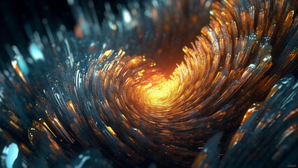 Fractal nano metal fiber abstract background