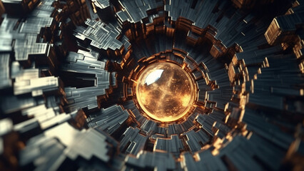 Fractal nano metal fiber abstract background