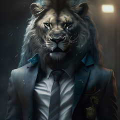 Lion mafia boss, tuxedo. Generative AI
