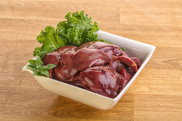 Raw chicken liver in the bowl