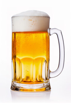 A mug of beer against a white background.