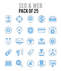 25 SEO & WEB. Two Color icons Pack. vector illustration.