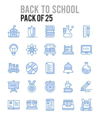 25 Back to school. Two Color icons Pack. vector illustration.