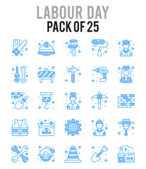 25 Labour Day. Two Color icons Pack. vector illustration.