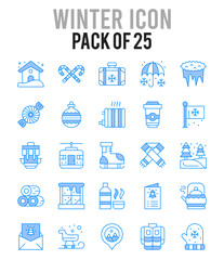 25 Winter. Two Color icons Pack. vector illustration.