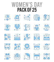 25 Women's Day. Two Color icons Pack. vector illustration.