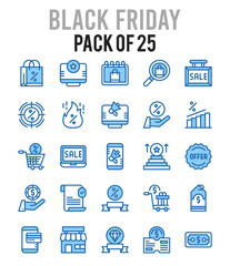 25 Black Friday. Two Color icons Pack. vector illustration.