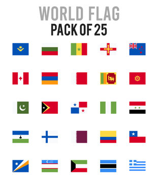 25 World Flags Square. icons Pack. vector illustration.
