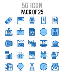 25 5G. Two Color icons Pack. vector illustration.