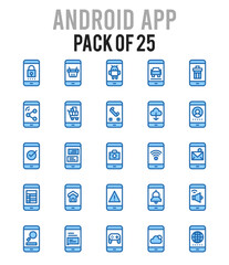 25 Android App. Two Color icons Pack. vector illustration.