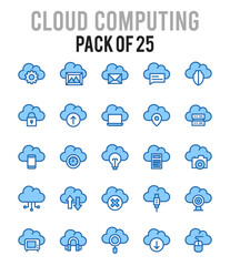 Obraz premium 25 Cloud Computing. Two Color icons Pack. vector illustration.