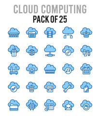 Fototapeta premium 25 Cloud Computing. Two Color icons Pack. vector illustration.