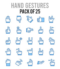 25 Hand Gestures. Two Color icons Pack. vector illustration.