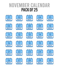 25 November Calendar. Two Color icons Pack. vector illustration.