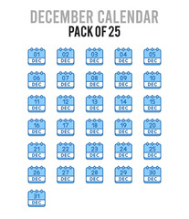 25 December Calendar. Two Color icons Pack. vector illustration.