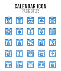 25 Calendars. Two Color icons Pack. vector illustration.