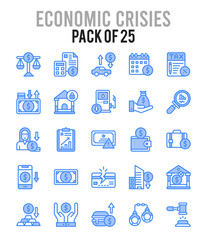 25 Economic Crisies. Two Color icons Pack. vector illustration.