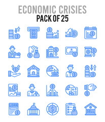 25 Economic Crisies. Two Color icons Pack. vector illustration.