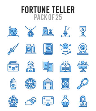 25 Fortune Teller. Two Color icons Pack. vector illustration.