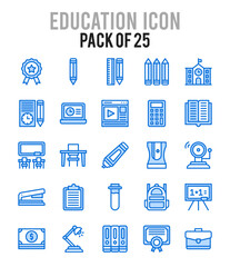 25 Education. Two Color icons Pack. vector illustration.