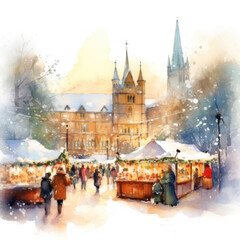 Watercolor Christmas Marketplace