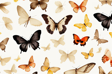 Various butterflies, seamless pattern background.