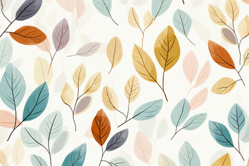 Fototapeta premium Various fresh leaves, seamless pattern background.