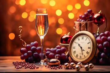 toasting champagne glasses, friends and family in Christmas celebration, end of the year, new year