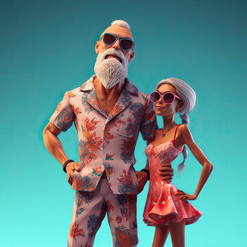 two wealthy plastic figure people  rendered