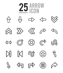 25 Arrow Outline icons Pack vector illustration.