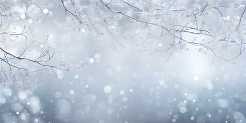 Abstract winter background with snow and blurred trees during snowfall Beautiful Winter Background Material bokeh winter snow on the trees  Ai Generative

