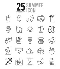 25 Summer Outline icons Pack vector illustration.