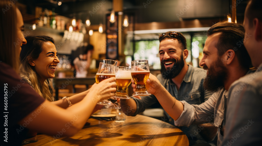 Wall mural friends toasting