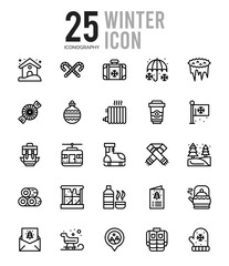 25 Winter Outline icons Pack vector illustration.