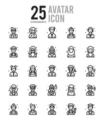 25 Avatar Outline icons Pack vector illustration.