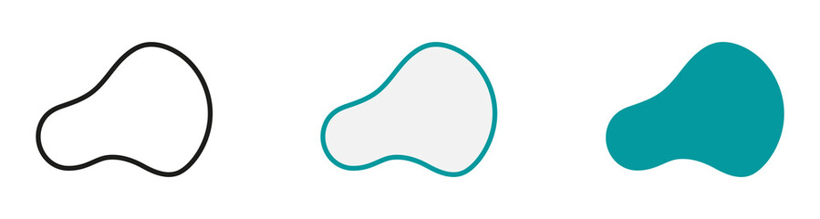 Liquid Abstract Shape Set. Blob in Minimal Geometric Form Collection. Curvy Wavy Elements for Modern Design. Dynamic, Irregular Random Shape. Organic Wave Frame. Isolated Vector Illustration