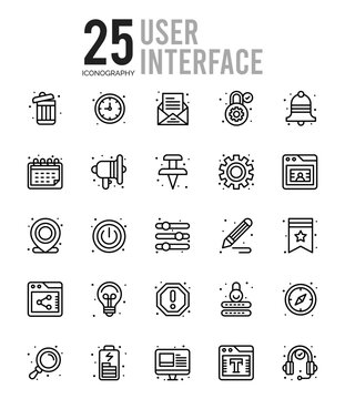 25 User Interface Outline icons Pack vector illustration.