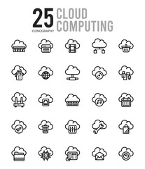 25 Cloud Computing Outline icons Pack vector illustration.