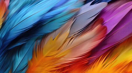 Close up of a multicolored feather background.