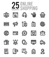 25 Online Learning Outline icons Pack vector illustration.